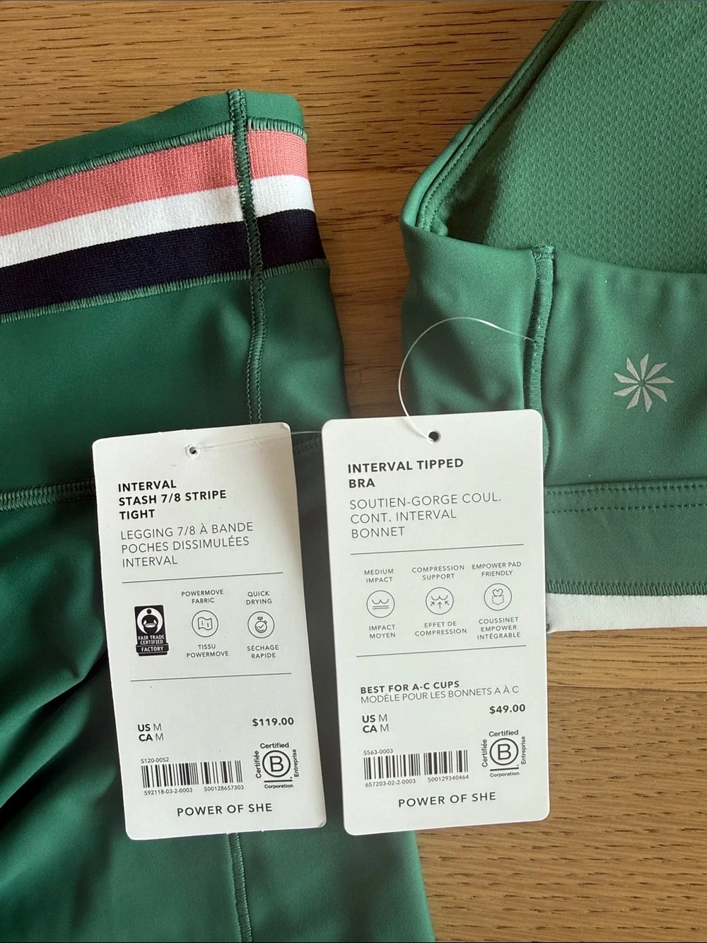 Athleta Green Set- Leggings with Matching Sports Bra - Picture 2 of 12